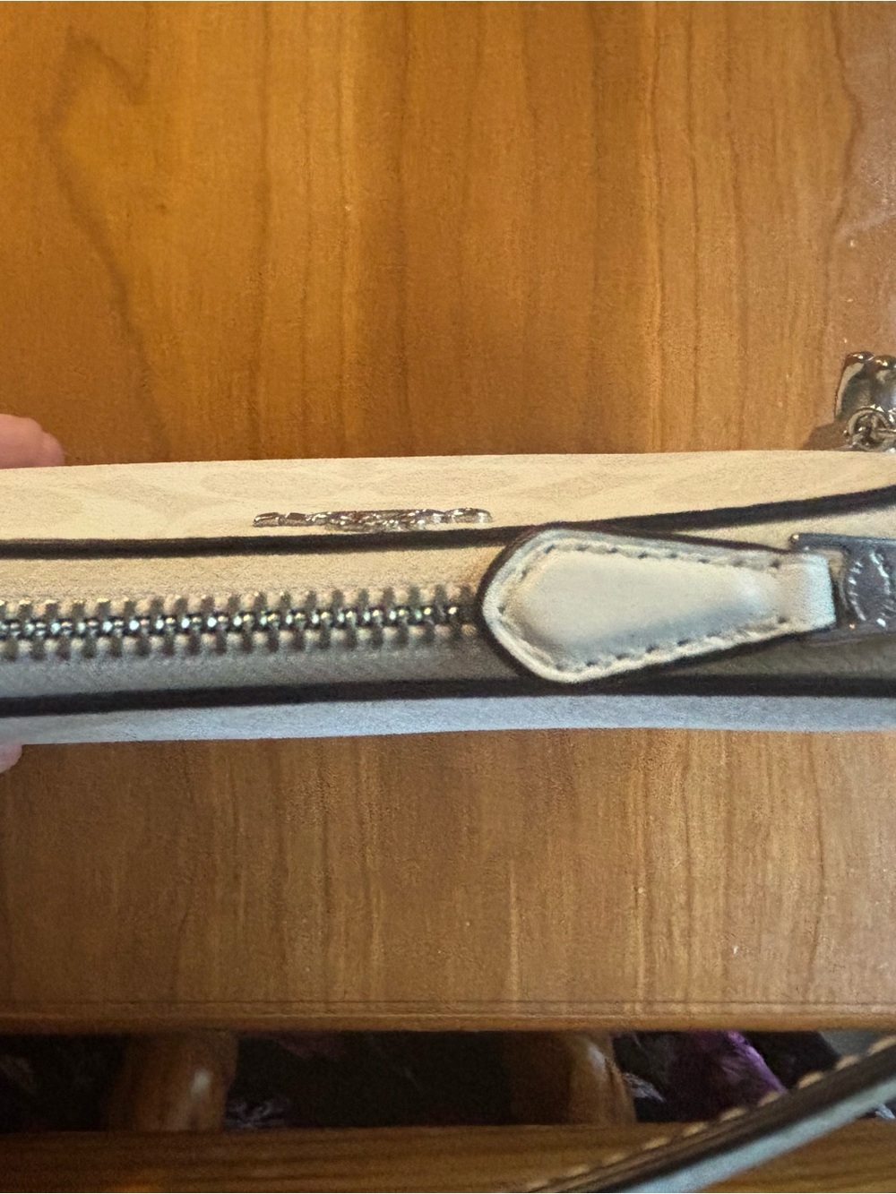 Coach White Signature Wristlet with Silver Hardware. - Picture 3 of 5